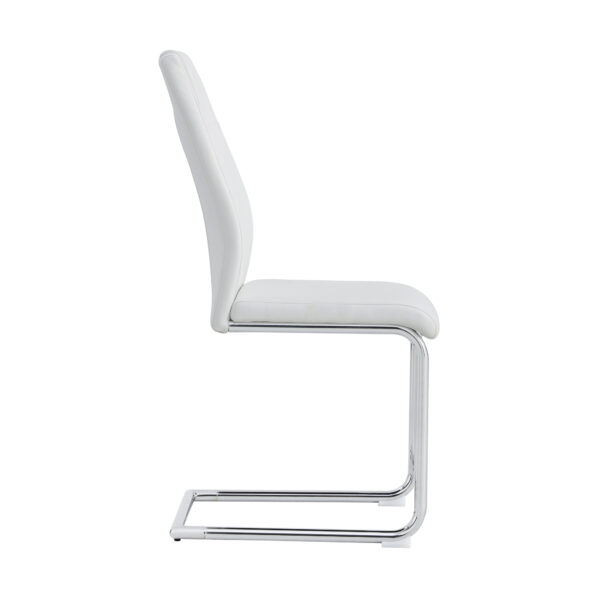 Modern Dining Chairs with Faux Leather Padded Seat Dining Living Room Chairs Upholstered Chair with Metal Legs Design for Kitchen, Living, Bedroom, Dining Room Side Chairs Set of 6 (White+PU )C-001