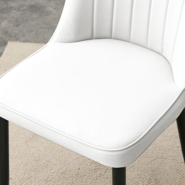 8e9388ec717146bb804e8263c9933817_20240306_d138785d00680bec7ae9ba004be1986d A large modern minimalist rectangular dining table suitable for 6-8 people, A set of 4-piece PU leather backrest and black metal legs modern dining chairs. F-OC C-007