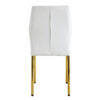 Luxury Simple Chair - Set of 6 White PU Material High Resilience Dining Chair with Metal Gold Leg.The Chair Back Has a Vertical Stripe Design With Smooth And Uniform Lines.