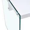 Table and chair set.White MDF Coffee Table - Reinforced with Tempered Glass Legs.Paired with 4 Dark Gray high-quality PU chairs with silver metal legs.