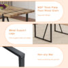 A minimalist retro rectangular dining table with a specially textured top and black metal legs.Contemporary Minimalist MDF Wood Color Textured Tabletop.Able To Give People A Visual Beauty With Rules.