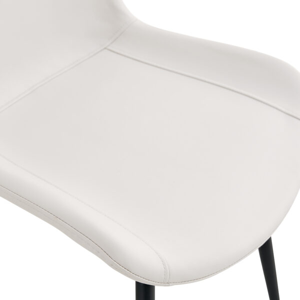 8ed736ca47e146cc848c4e47ba27229d_61bd3b62c458890c0684a7ee36a9ef49 White artificial leather backrest cushion dining chair, black metal legs, curved widened cushion design for more comfort, suitable for restaurants, kitchens, bedrooms, offices.(4 chairs) 0502