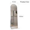 The 4st generation of floor mounted full length mirrors. Aluminum alloy metal frame arched wall mirror, bathroom makeup mirror, bedroom porch, clothing store, wall mounted.Black 59.8 "*16.5"W115112560