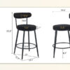 Fashionable and Comfortable - Two Sets of Ergonomic High Legged Bar Chairs, With Black Breathable Fabric Cushions And a Total Height of 35.5 Inches.Pack two in one box.