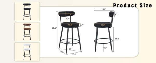 8f13b3fd30bf4a5ea14f2ae2e6b77eb2_6d0bcb24cf936f7e51c6e6d976f7ee7e Fashionable and Comfortable - Two Sets of Ergonomic High Legged Bar Chairs, With Black Breathable Fabric Cushions And a Total Height of 35.5 Inches.Pack two in one box.