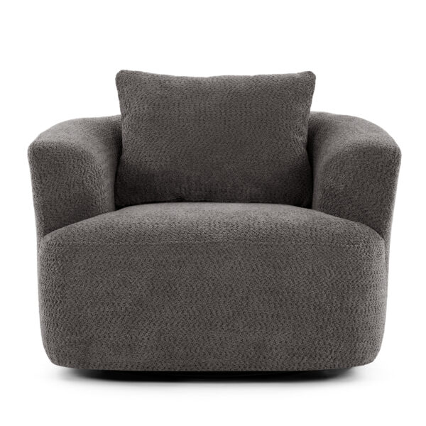 360° Swivel Chair, 38.2" Accent Chair Sofa, Upholstered Swivel Barrel Sofa Chair with a Throw Pillow for Living Room, Bedroom, Office and Hotel, Grey