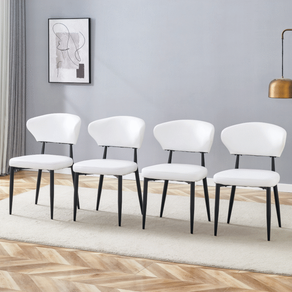 8fa06f56f26e4e93b4e8217bb32ca1a7_53634b61d25b93f94f5af45378152b32 White Minimalist Ergonomic Dining Chair, With A Curved Backrest For Comfortable Design,Unlocking A Comfortable And Minimalist New Sitting Posture. A Pack Of 4.Available In Black And White.