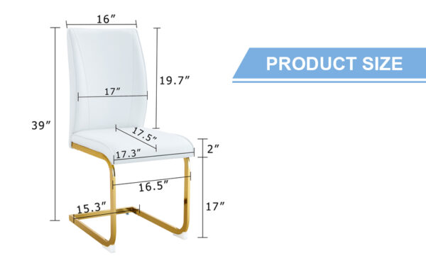 8fb960496b144638ba2997e6e6e43510_edc6ed8a65bca9627ba3823465d57e64 Luxury Simple Arch Chair - Set of 2 WHITE PU Material High Resilience Dining Chair with Arched Metal Gold Leg.