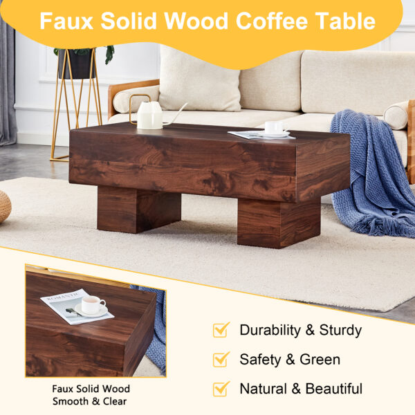 8fe55b7a6cf04d8b915ef8f24870e386_3925f8b13dc8b038271fe3059d3a6fc8 Modern Simple Walnut Colored Texture Sticker MDF Coffee Table - 43.3"x21.6"x17.2" Practical Model.Making it an ideal addition to any living room or apartment.