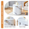 The cylindrical table with its patterned design can be easily integrated into a variety of interior styles, from coffee tables to small dining tables, workbenches or makeshift writing desks.