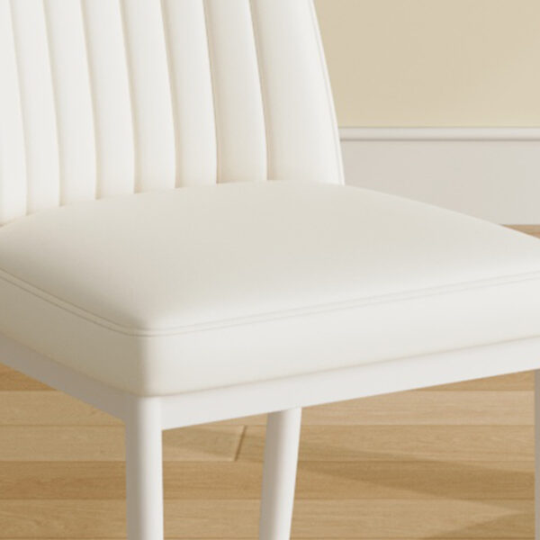 900df4e414fd46c29fcd5df90abfafba_c1b2d7fbd045a6bdb0dddc93526e0323 55"x31.5"Cream-Style White MDF Dining Table Set with 4 Armless Chairs.The backrest of the dining chair is designed with multiple vertical stripes.Adding a warm atmosphere to your family.