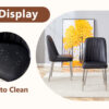 Table and chair set.63"x31.5x30" Luxurious Snow Mountain Patterned Sintered Stone Table with Silver Metal Butterfly Legs.Paired With 6 Black Chairs With Silver Metal Legs.Modern Light Luxury.