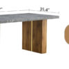 Large modern rectangular table with cement-grey patterned top and large MDF legs for kitchen, dining and living room to give a different atmosphere to the home environment.