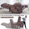 Lift Recliner Chair Heat Massage Dual Motor Infinite Position Up to 350 LBS Large Electric Power Lift Recliners with Power-Remote, Medium-firm and Heavy duty, Brown