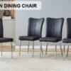 Modern minimalist dining chairs, black PU leather curved backrest and seat cushions, electroplated metal chair legs, suitable for restaurants, bedrooms, and living rooms. A set of 4 chairs.008