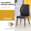 4 modern dining chairs with stylish PU patterned backrest and black metal legs for a comfortable home experience in the kitchen, bedroom and office.