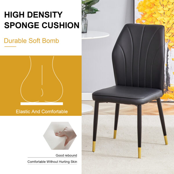 912affa2be224678a17679f70f3d42ff_59b26459dffbc92e6857d7a6da3240df 4 modern dining chairs with stylish PU patterned backrest and black metal legs for a comfortable home experience in the kitchen, bedroom and office.
