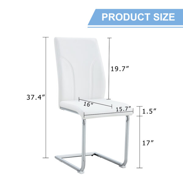 Set of 4 dining chairs, white dining chair set, PU material high backrest seats and sturdy leg chairs, suitable for restaurants, kitchens, living rooms