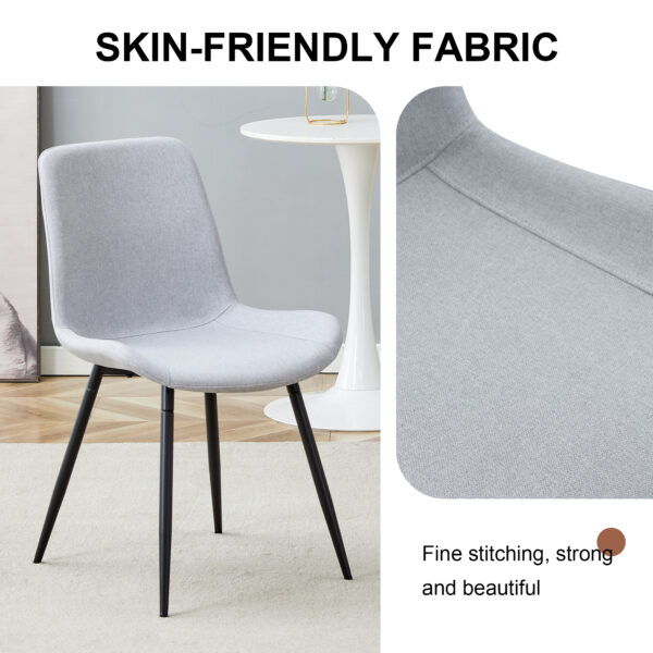 91982643f0514073998eb8f0dba96abc_5f9482ca41da6a10c79459c89abef2f7 Comfortable Linen-Cotton Dining Chair Set - Six Pieces in Light Gray.Integrated Seat and Backrest,Linen-Cotton Material,Curved Widened Cushion Design For More Comfort.