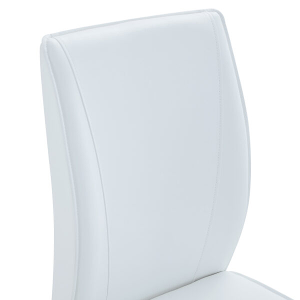 91e5a5ecffda44c48e64ea4340df1bc5_dcac3a40b1bd05ec4fa1d0f6290cecba Table and chair set.Hourglass-Shaped Stable Small Round Table -31.9" * 31.9" With 4 Soft and Comfortable White PU Chair With Arched Metal Silver Leg.Create Your Exclusive Low-Key Luxury Space.
