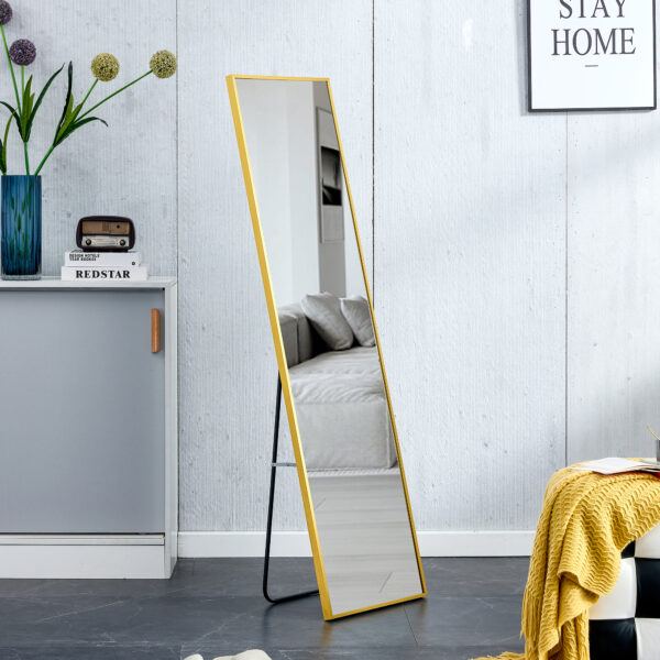92307c765d6b4e7b8fda06313b79d126_2607f3a82e1e934874e9cd94c3834be6 The 4rd generation aluminum alloy metal frame wall mounted full body mirror, bathroom makeup mirror, bedroom entrance, decorative mirror, quality upgrade, 59 "* 15.7"W1151125156