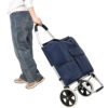 Shopping Trolley with Wheels,Trolley Black Foldable Shopping Cart,Removable Shopping Oxford Waterproof Bag,Blue