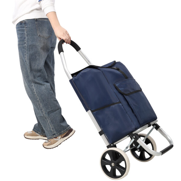 9272028cc1ce4b95acf05a58f00542b0_5062080fc53a59f3281de9af87c2992b Shopping Trolley with Wheels,Trolley Black Foldable Shopping Cart,Removable Shopping Oxford Waterproof Bag,Blue