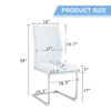 Luxury Simple Arch Chair - Set of 4 White PU Material High Resilience Dining Chair with Arched Metal Silver Leg.