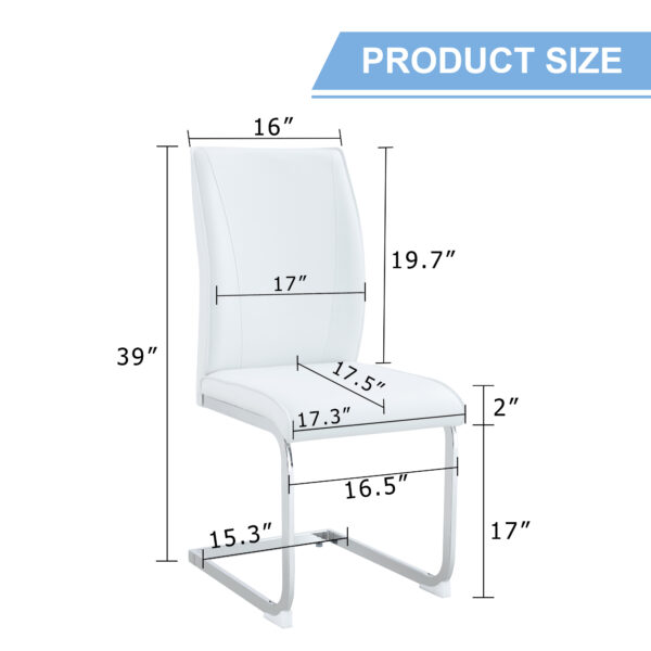 927fb0f8c57f4003925e6f01293b5951_5eefb27a7c60184712198a2175533607 Luxury Simple Arch Chair - Set of 4 White PU Material High Resilience Dining Chair with Arched Metal Silver Leg.
