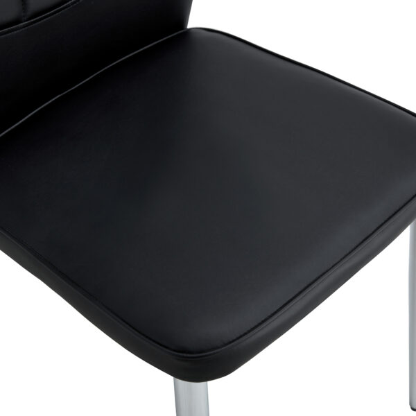 9299010cece241089ed1068e74689039_20240205_beb4a9cfe45287586af28732f5920759 6 black dining chairs. Modern chairs from the Middle Ages. Made of PU material cushion and silver metal legs. Suitable for restaurants and living rooms