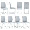 Luxury Simple Arch Chair - Set of 8 Light Gray PU Material High Resilience Dining Chair with Arched Metal Silver Leg.Packed In Two Boxes.