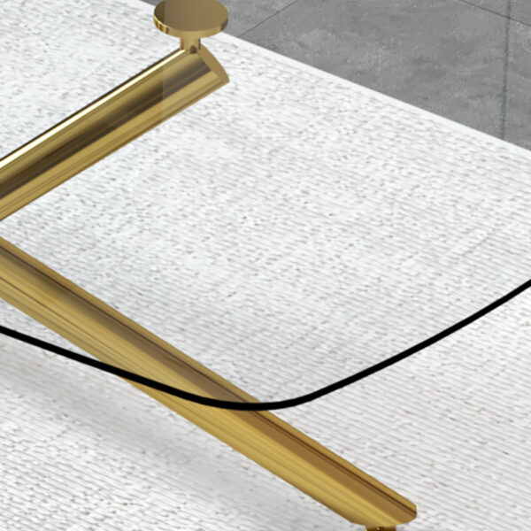 92b28ea6e05b4bb59983982d5d067f85_20230717_7d5e307188a447d99662484a4c222716 Large Modern Minimalist Rectangular Glass Dining Table for 6-8 with 0.39" Tempered Glass Tabletop and Golden Plated Metal Legs,for Kitchen Dining Living Meeting Room Banquet hall 71'' x 39'' x30''1537