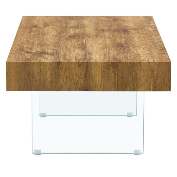 92bd7eb7df6a4237939a0d71a4b7eaca_a70577497178186a7d5bfbedc5007085 Natural Style MDF Coffee Table - 39.3"x21.6" with Tempered Glass Legs.Density Board Sticker,Reinforced Glass.
