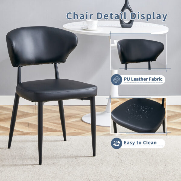 92cc50ea6dbc40a9850311325d92dca3_b26d45bcd996d81742dd2fb2b0136475 Table and chair set.A Modern Minimalist Circular Dining Table With A Diameter Of 33.3 Inches.Paired With 4 Black Minimalist Ergonomic Dining Chair, With A Curved Backrest For Comfortable Design.