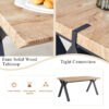 Table and chair set.63"x35.4" Wood-Textured MDF Dining Table with Black A-Frame Legs.Paired with 4 Brown Technology Fabric Round Corner Dining Chair.Density Board Sticker,Iron Pipe Spraying,
