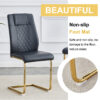 Table and chair set.63"x31.5x30" Luxurious Pandora patterned Sintered Stone Tabletop with Golden Stainless Steel Butterfly Legs.Paried With 4 Black High-quality PU Chairs With Arched Metal Legs.