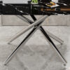 Large modern minimalist rectangular dining table with 0.39 "imitation marble black tabletop and silver metal legs, suitable for kitchen, dining room, living room, conference room.W1151S00985