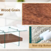 31.4 Inch Modern Two-Tier Square Coffee Table - An Elegant Combination of Clear Glass and Dark Wood Texture Sticker It can be used not only as a coffee table but also as a side table or display stand.