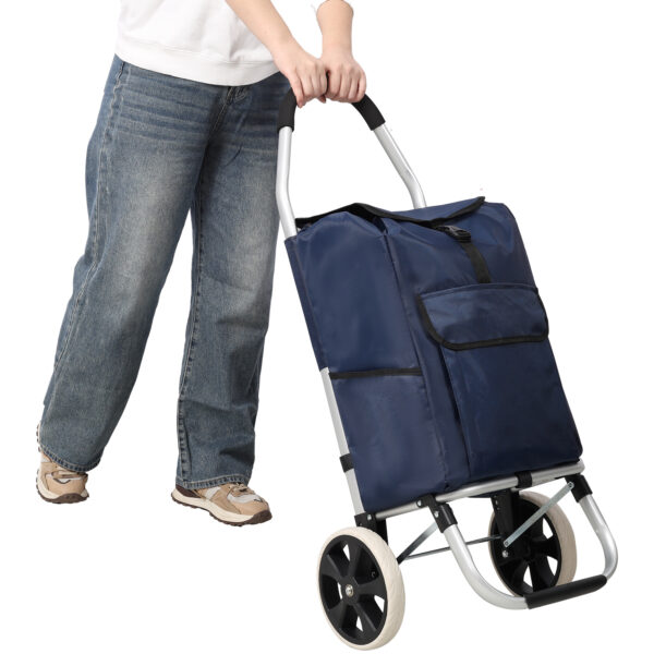 93618f8cb60a4b7a9e47013297f539d7_a847c8dbdb825164d9beedbe410ae8ad Shopping Trolley with Wheels,Trolley Black Foldable Shopping Cart,Removable Shopping Oxford Waterproof Bag,Blue