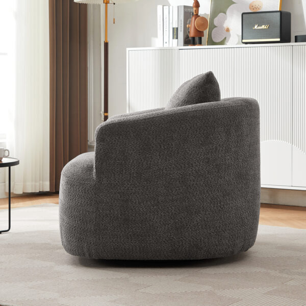360° Swivel Chair, 38.2" Accent Chair Sofa, Upholstered Swivel Barrel Sofa Chair with a Throw Pillow for Living Room, Bedroom, Office and Hotel, Grey