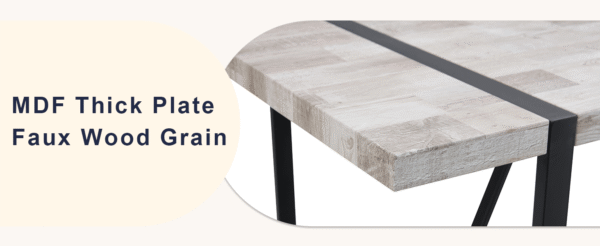 937a68e31d2d4af7b491f2d857b88d0d_b1a43a9f431127775d513b103f03ca69 Table and chair set.A minimalist retro rectangular dining table with a textured top and black metal legs.Paired With 4 Light Gray Linen-Cotton Dining Chairs With Curved Widened Cushion Design.