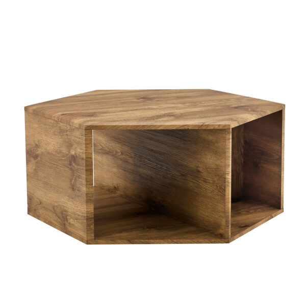 93c4e38672fa4f45b437c8d49ba43f93_cfbaf910b8d9daebf731c83a0a04e64b Hexagonal MDF coffee table, characteristic pattern stickers, multi-hole design to give more storage space, simple and convenient design makes it suitable for all kinds of style scenes.