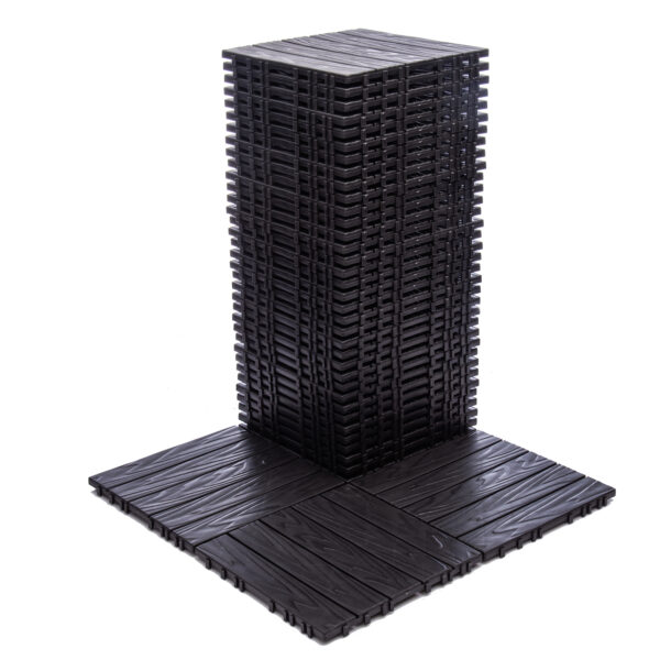 76-Pack 11.42"x11.42" Interlocking Deck Tiles - 68.80 Sq.Ft 3D Wood Grain Plastic Flooring for Outdoor Use , Waterproof & Moisture-Proof Patio Tiles , All-Weather Use & Easy Snap-Together Installation