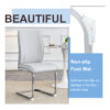 Luxury Simple Arch Chair - Set of 2 Light Gray PU Material High Resilience Dining Chair with Arched Metal Silver Leg.