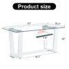 Glass Dining Table Large Modern Minimalist Rectangular for 6-8 with 0.4" Tempered Glass Tabletop and white MDF Trapezoid Bracket,For Kitchen Dining Living Meeting Room Banquet Hall F-1550