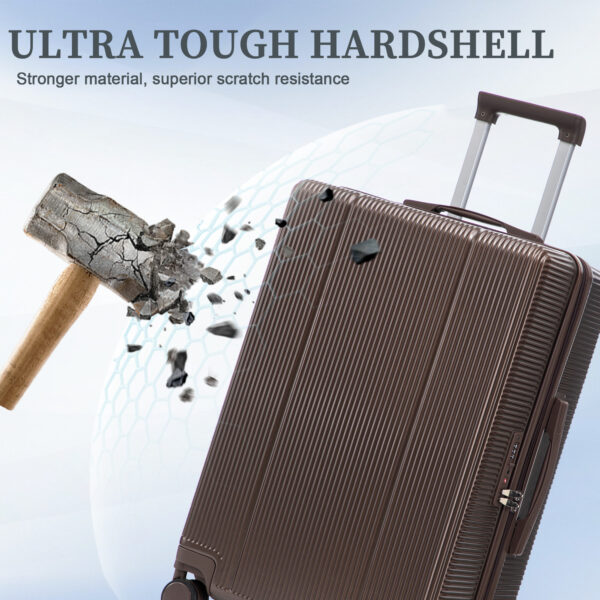 20"/24"/28" 3 pcs/set in ABS Spinner Wheel Luggage, Carry on Suitcase, Matching Color, TSA Combination Lock (Brown)