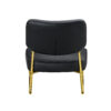 PU material cushioned rocking chair, unique rocking chair, cushioned seat, black backrest rocking chair, and gold metal legs. Comfortable side chairs in the living room, bedroom, and office
