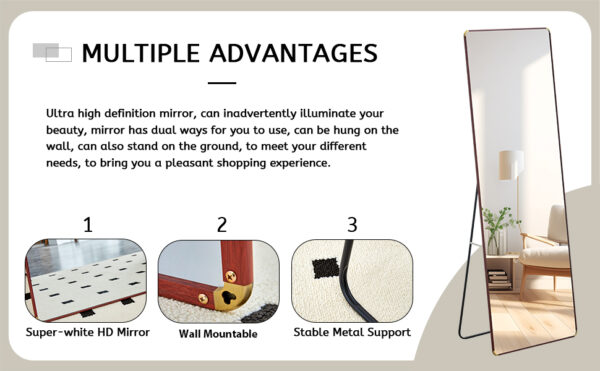 The 4th generation floor standing full-length mirror. wall mirror, bathroom makeup mirror, bedroom foyer, clothing store, wall mounted.    65 "* 23.2"