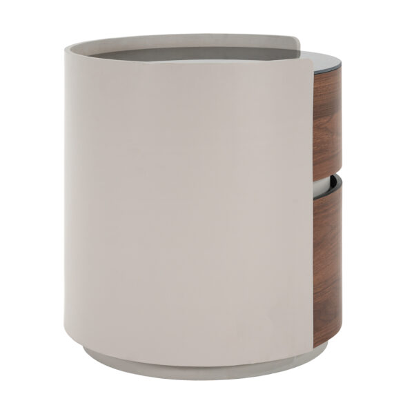 94bc2435e80841f4836546d126a5f384_c19963cf21f2c7d16ae724e07923311f MDF ITALIAN RETRO DOUBLE STORAGE ROUND SIDE TABLE, GRAY BROWN COLOR