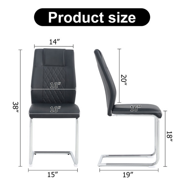Modern Dining Chairs with Faux Leather Padded Seat Dining Living Room Chairs Upholstered Chair with Metal Legs Design for Kitchen, Living, Bedroom, Dining Room Side Chairs Set of 6 (Black+PU ) C-001
